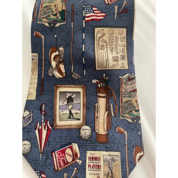 TANGO by Max Raab Golf Theme 100% Silk Tie Approx. 59x3.75 - Picture 9 of 9